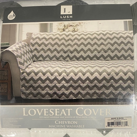Chevron Loveseat Cover - Gray and White - Picture 2 of 8